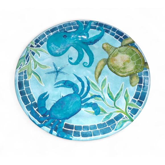 Coastal Collection Sea Life Melamine 11" Dinner Plate Dishwasher No Microwave - Picture 1 of 1